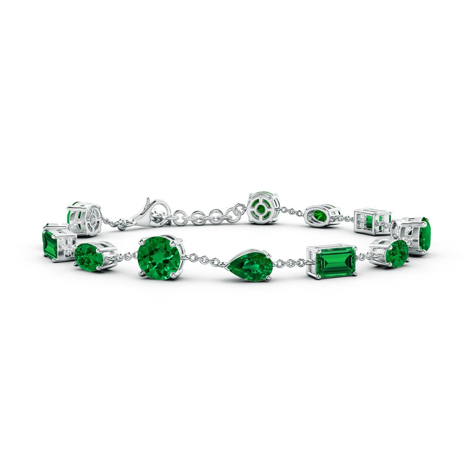 Multi-Shape Lab-Grown Emerald Station Bracelet