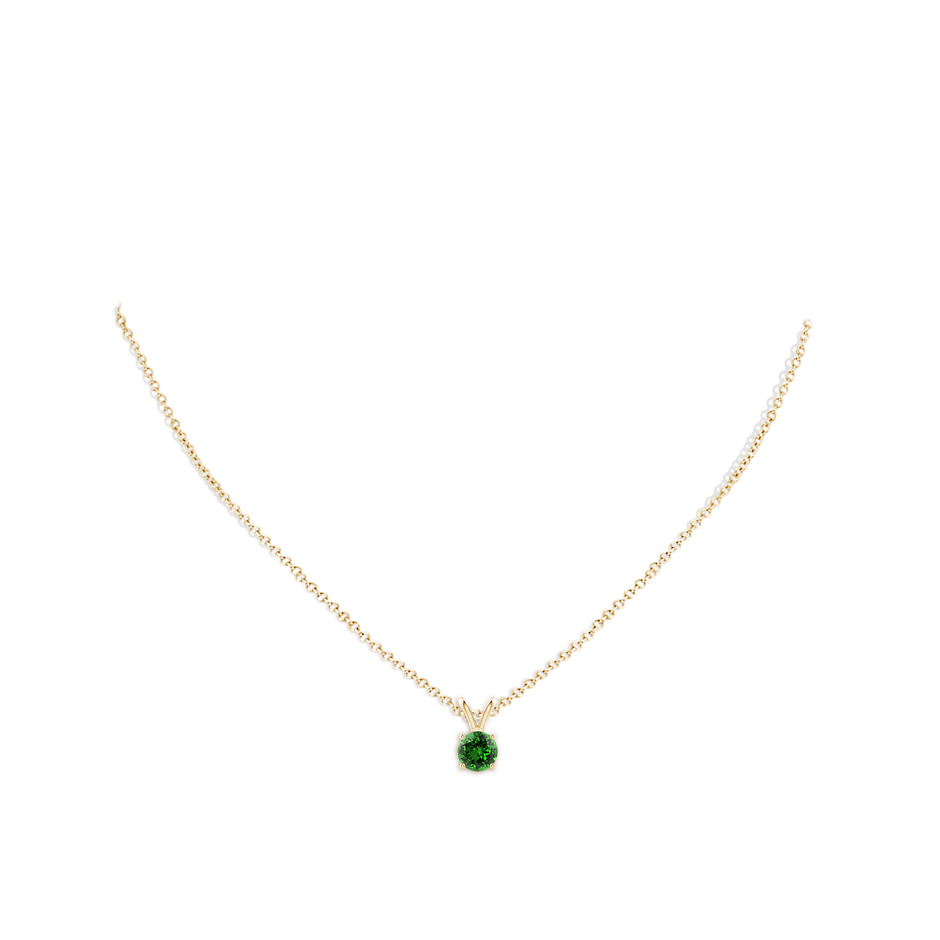Lab-Grown V-Bale Round Emerald Solitaire Pendant