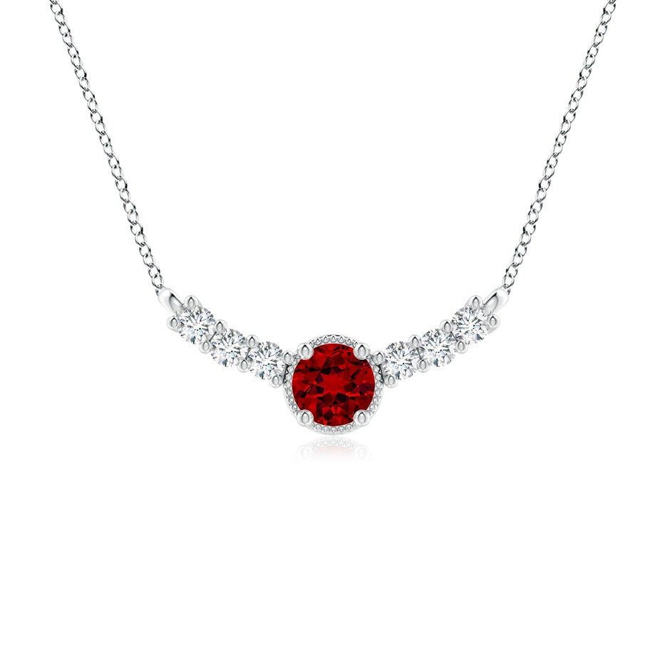 Lab-Grown Vintage Inspired Ruby and Lab Diamond Curved Bar Pendant