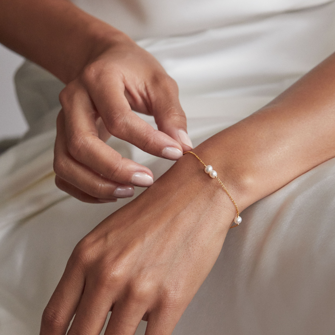 Gold Six Pearl Bracelet