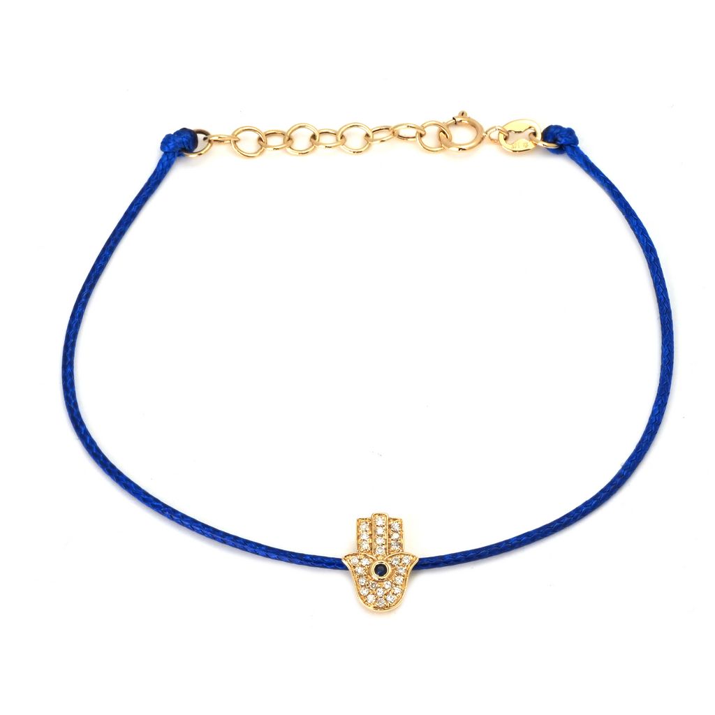 Gold Diamond Hamsa Cord Bracelet