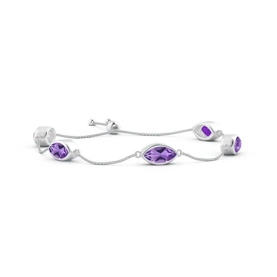 Bezel-Set East-West Marquise Amethyst Station Bolo Bracelet