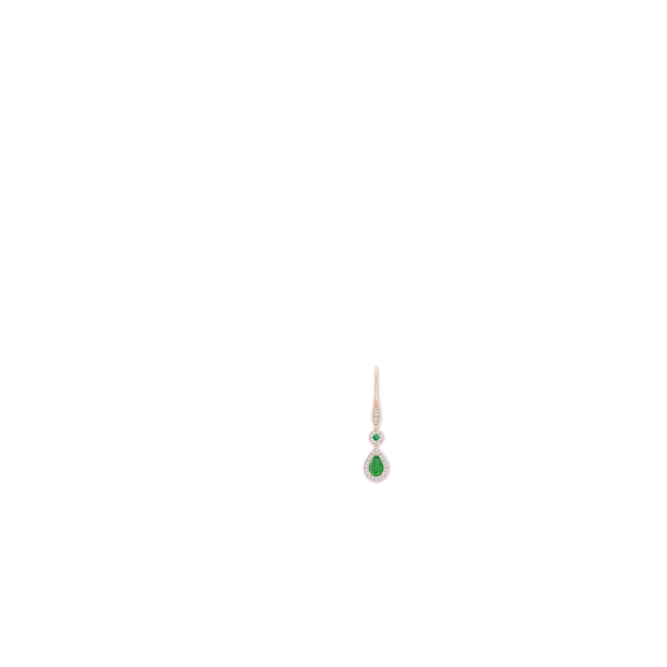 Round and Pear Emerald Halo Leverback Earrings
