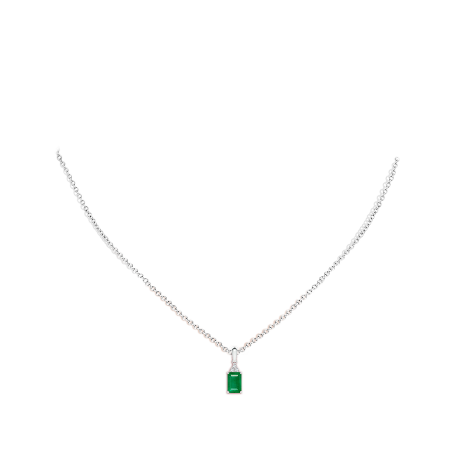 Emerald-Cut Emerald Pendant with Diamond Trio