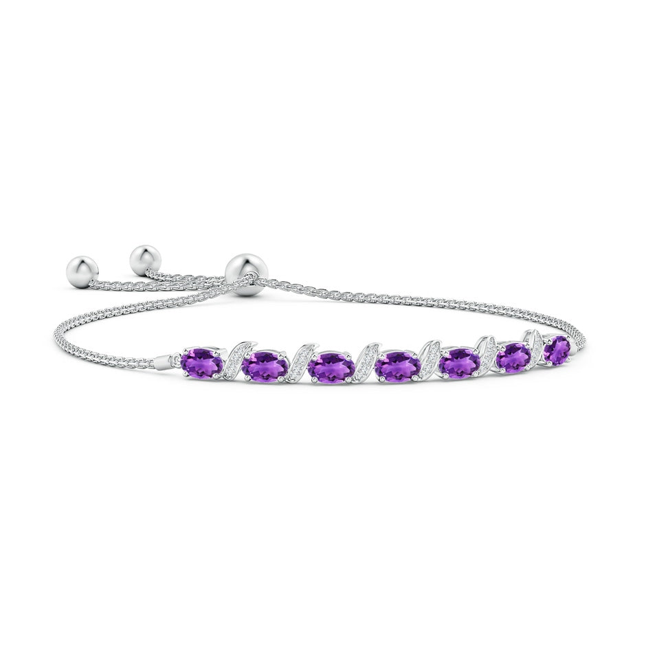 Oval Amethyst Bolo Bracelet with Pave-Set Diamonds