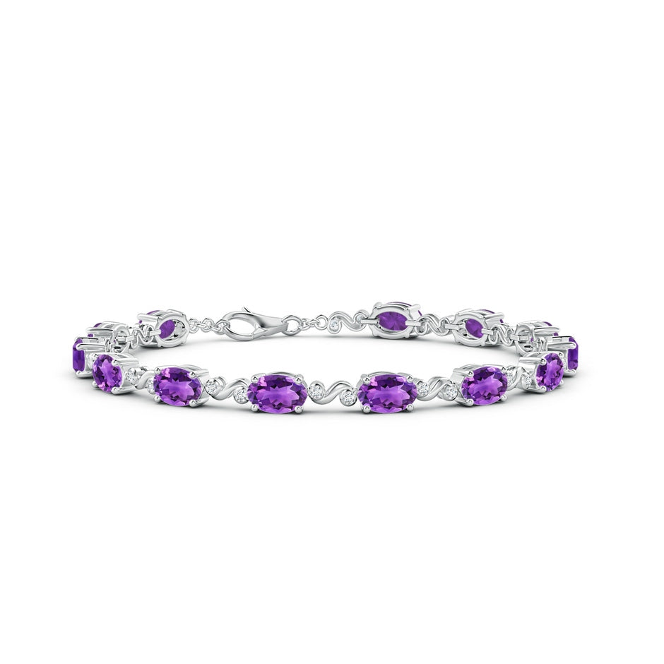 Oval Amethyst Swirl Bracelet with Bezel Diamonds