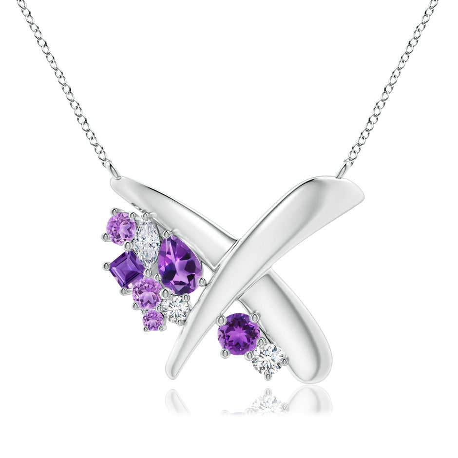 Natori x Angara Multi-Shape Waterfall Amethyst & Diamond Sumi Stroke Pendant