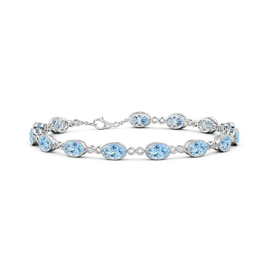 Oval Aquamarine Infinity Link Bracelet with Milgrain