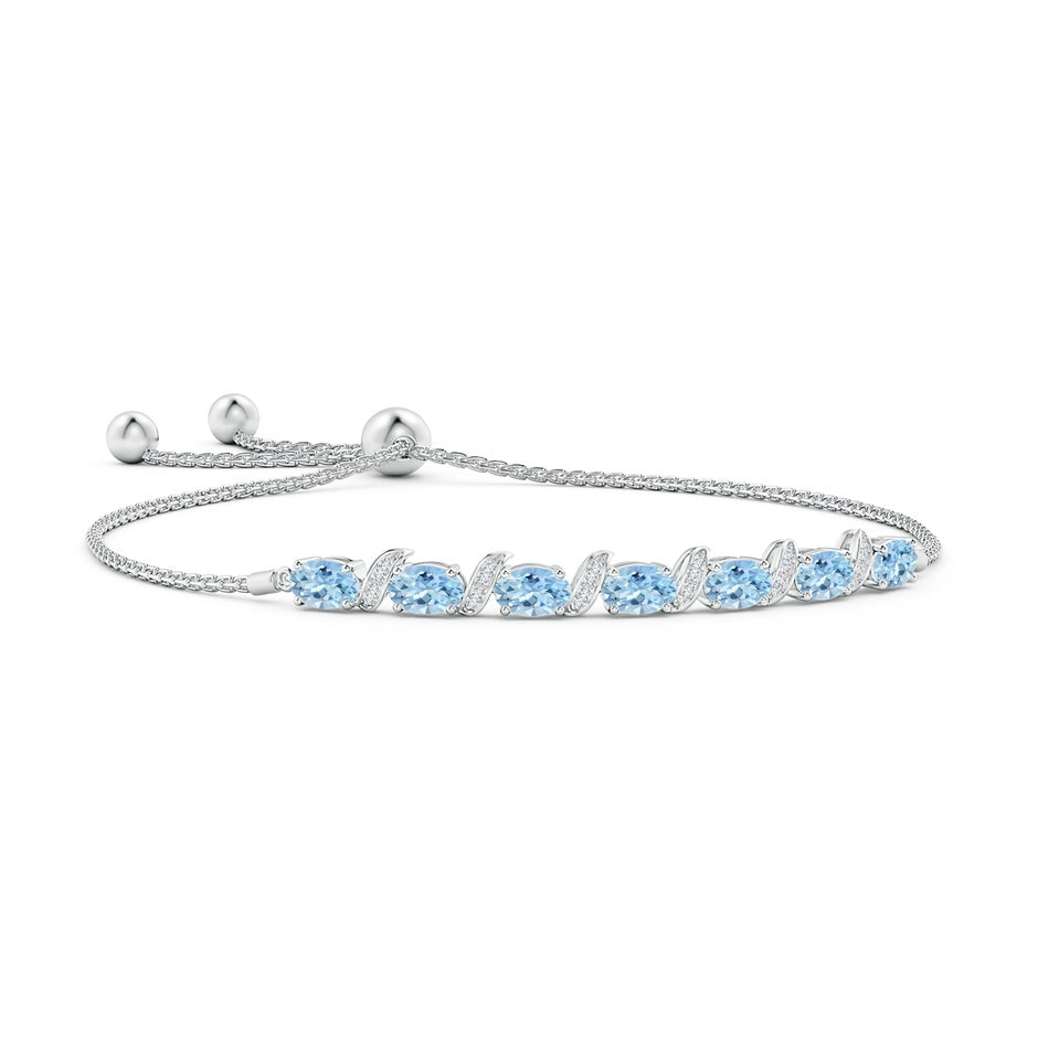 Oval Aquamarine Bolo Bracelet with Pave-Set Diamonds