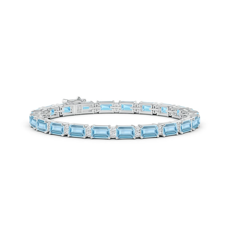 Classic Emerald-Cut Aquamarine Bracelet with Diamonds