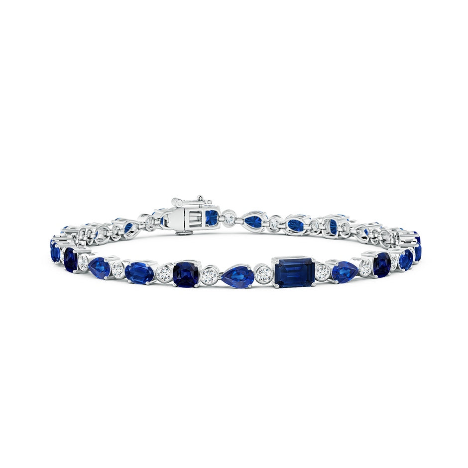 Blue Sapphire & Diamond Multi-Shape Tennis Bracelet