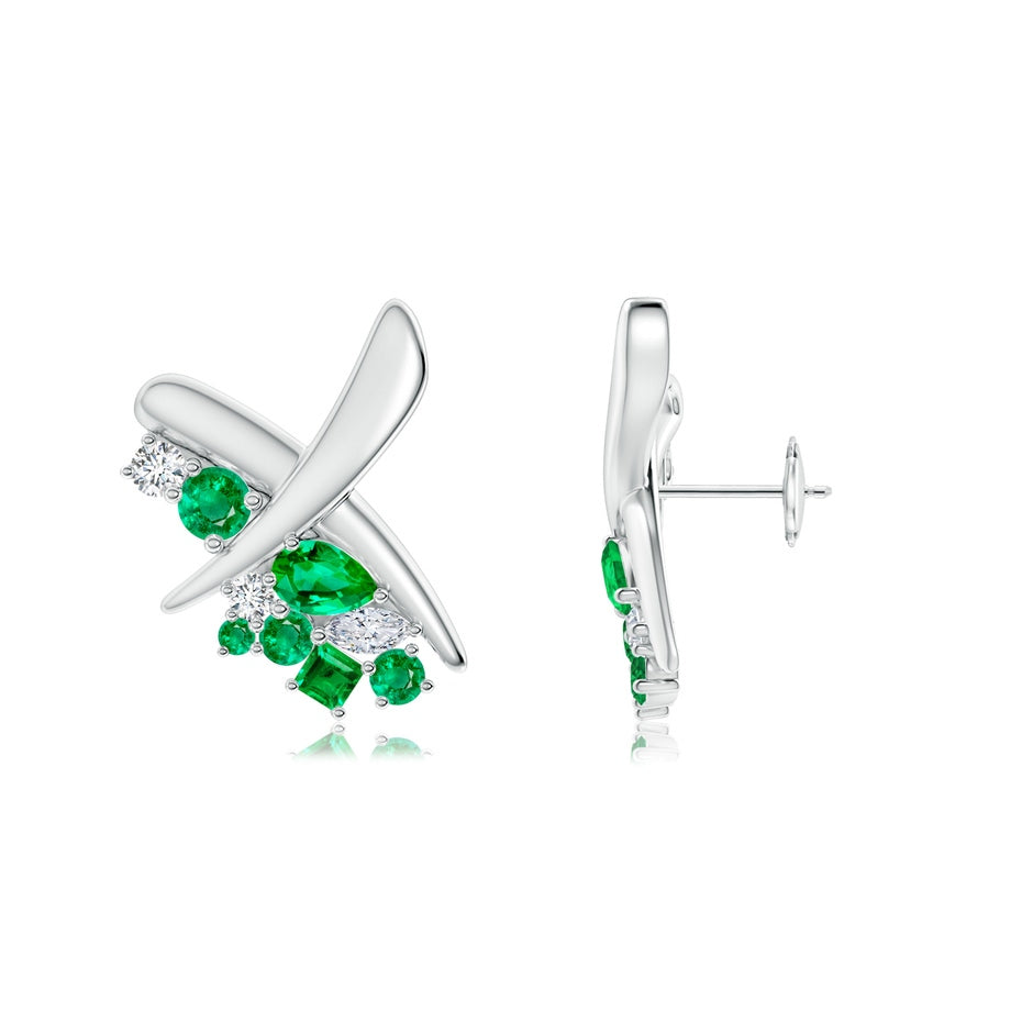 Natori x Angara Multi-Shape Waterfall Emerald & Diamond Sumi Stroke Studs