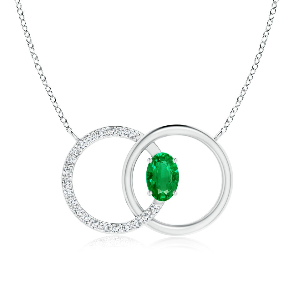 Emerald Interlocking Circle Necklace with Diamond Accents
