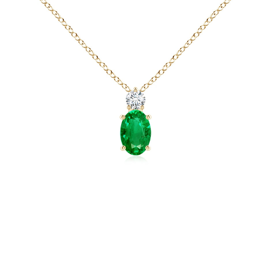 Oval Emerald Solitaire Pendant with Diamond