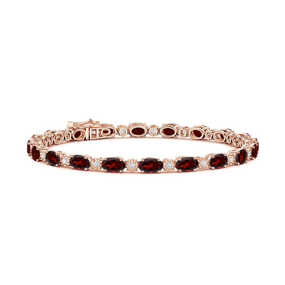 Oval Garnet Tennis Bracelet with Gypsy Diamonds