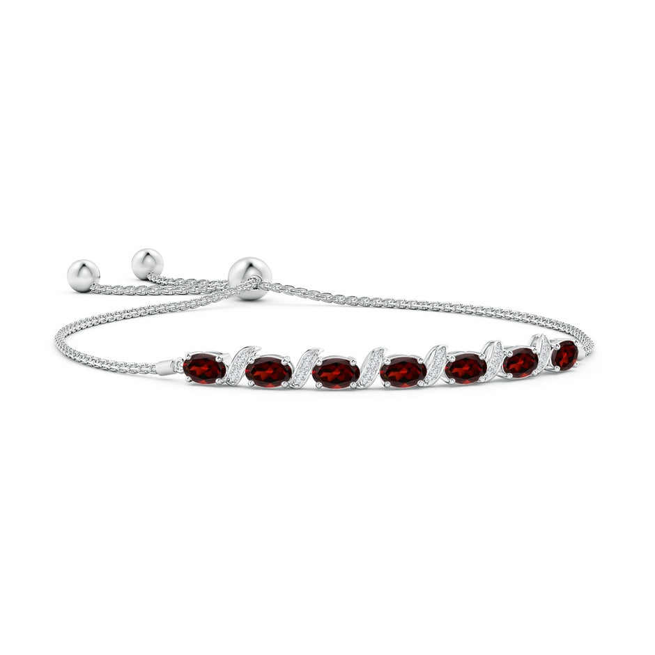 Oval Garnet Bolo Bracelet with Pave-Set Diamonds