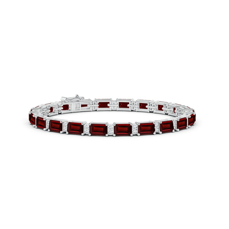 Classic Emerald-Cut Garnet Bracelet with Diamonds