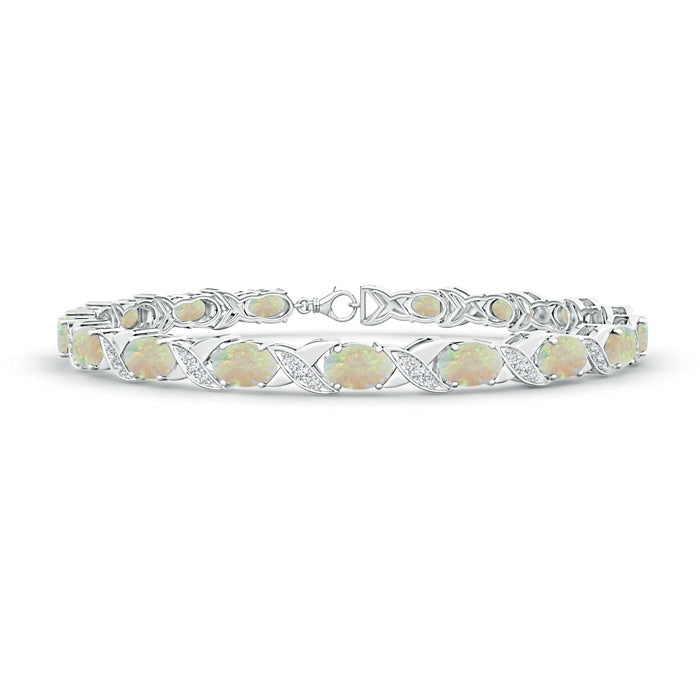 Classic Oval Opal and Diamond XOXO Link Bracelet