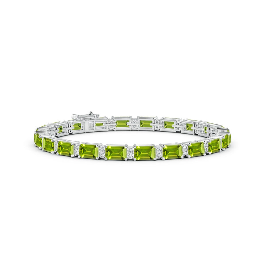 Classic Emerald-Cut Peridot Bracelet with Diamonds