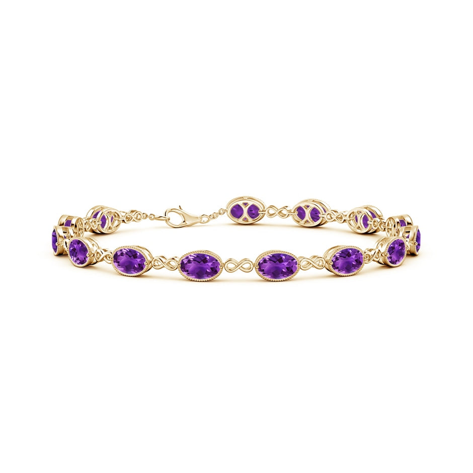 Oval Amethyst Infinity Link Bracelet with Milgrain
