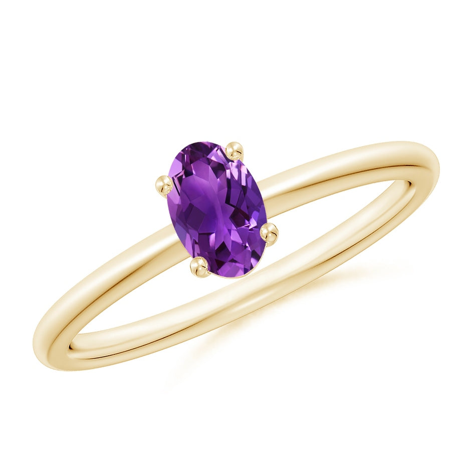 Classic Solitaire Oval Amethyst Promise Ring