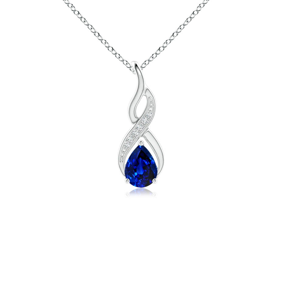 Blue Sapphire Infinity Swirl Pendant with Diamonds