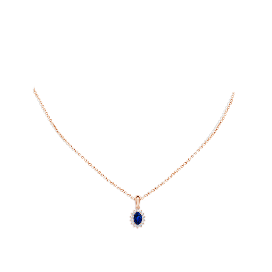 Oval Sapphire Pendant with Floral Diamond Halo