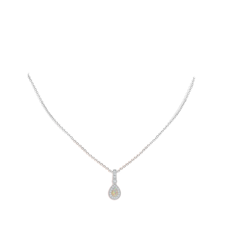 Pear-Shaped Opal and pave Diamond Halo Pendant