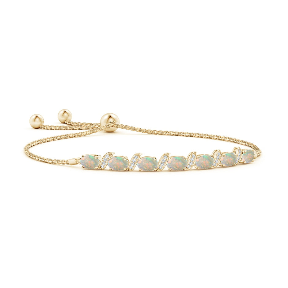Oval Opal Bolo Bracelet with Pave-Set Diamonds
