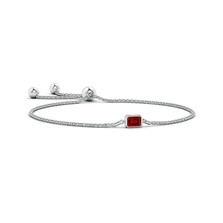 Horizontally Set Emerald-Cut Ruby Bolo Bracelet