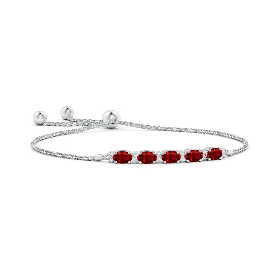 Lab-Grown East-West Oval Ruby Bolo Bracelet with Diamonds