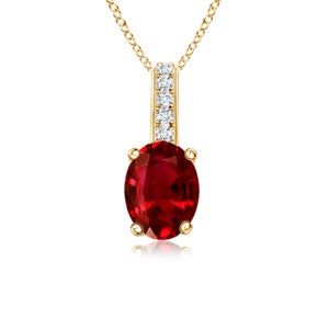 Oval Ruby Solitaire Pendant with Diamond Bale