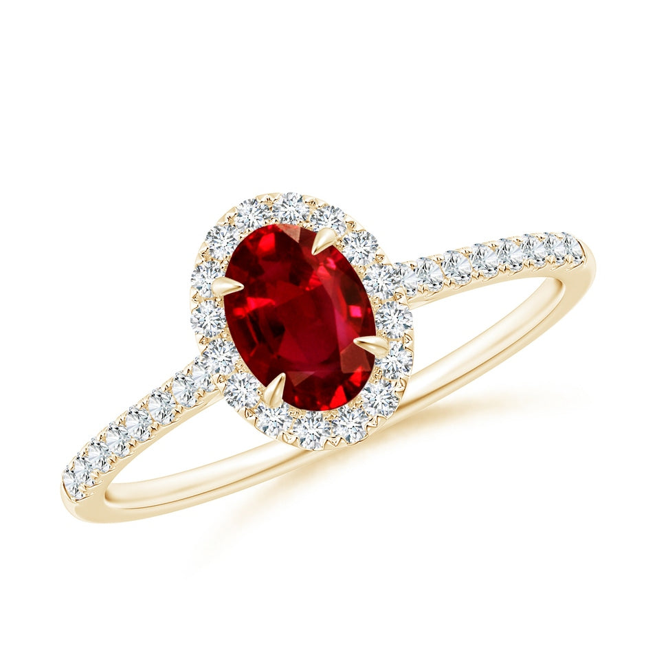 Oval Ruby Halo Engagement Ring