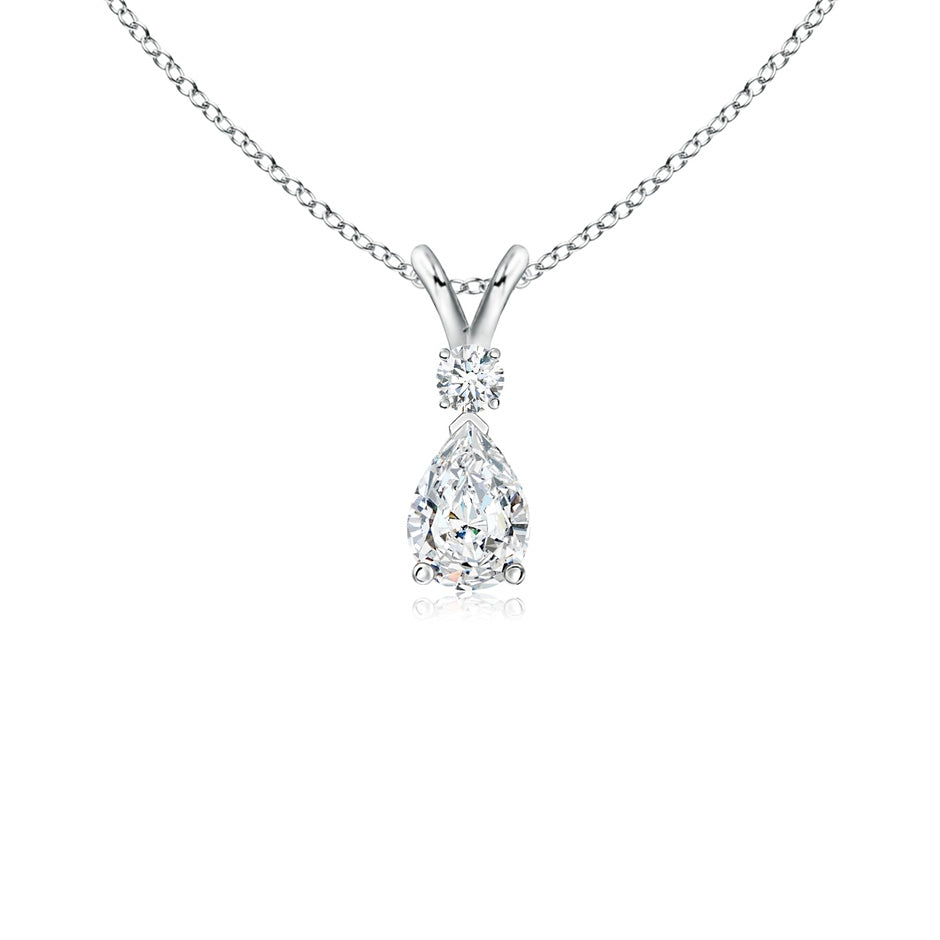 Prong-Set Lab-Grown Diamond Teardrop V-Bale Pendant