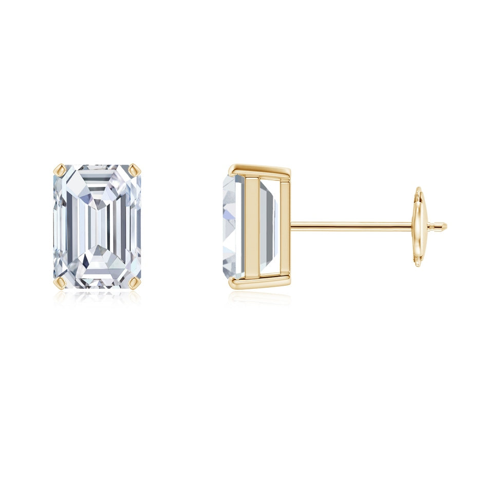 Lab-Grown Prong-Set Emerald-Cut Diamond Solitaire Stud Earrings