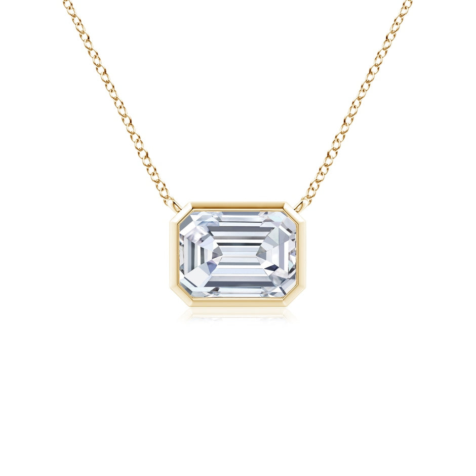 Lab-Grown East-West Bezel-Set Emerald-Cut Diamond Pendant
