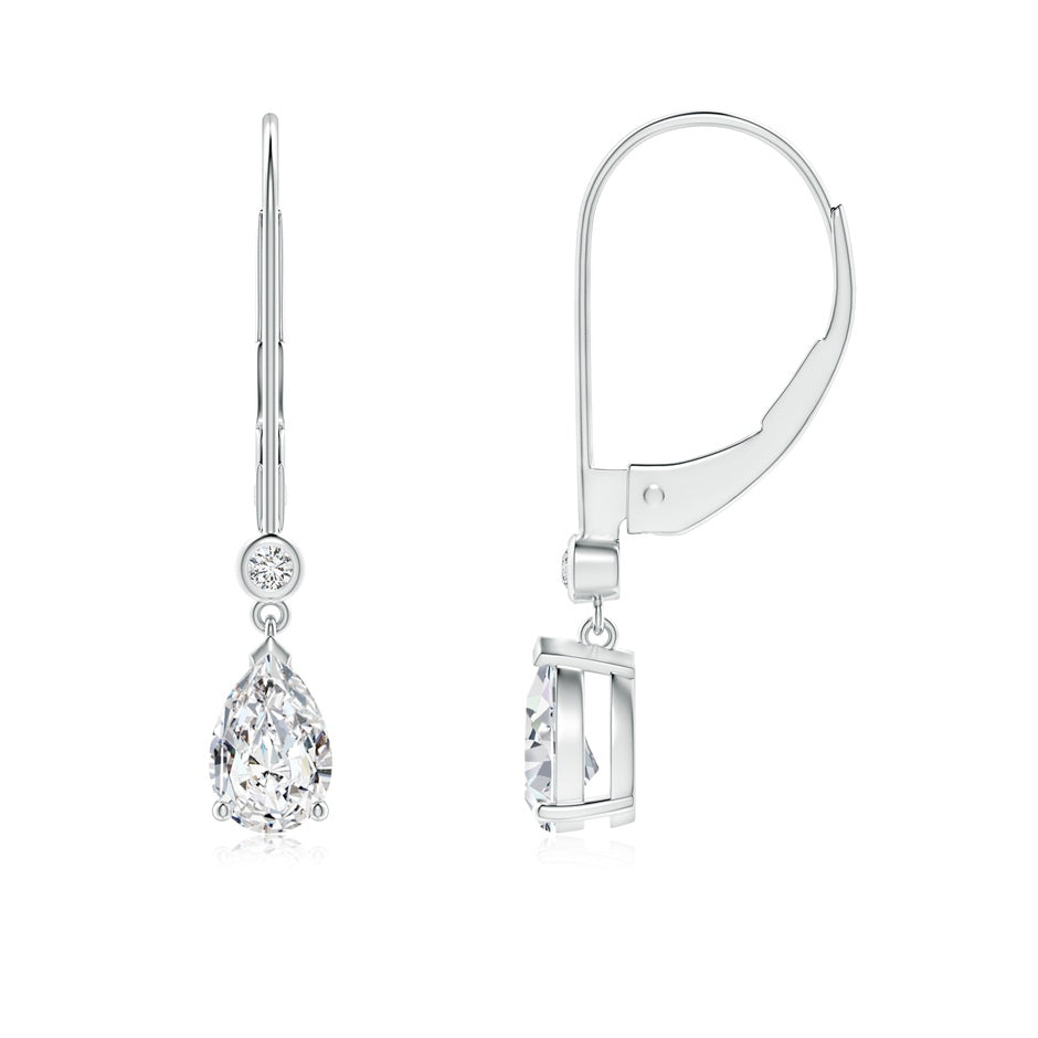 Pear-Shaped Diamond Leverback Drop Earrings with Diamond Accent