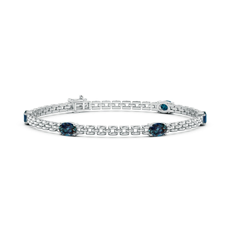 Five Stone Oval Lab-Grown Alexandrite Station Link Bracelet