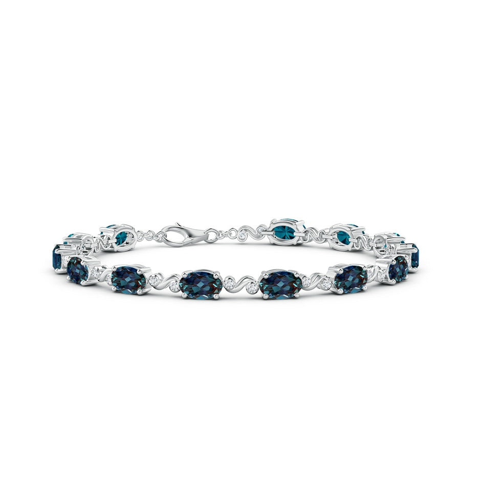 Oval Lab-Grown Alexandrite Swirl Bracelet with Bezel Diamonds