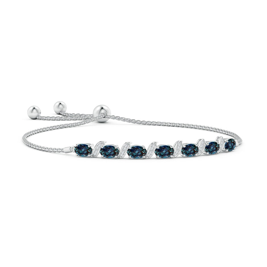 Oval Lab-Grown Alexandrite Bolo Bracelet with Pave-Set Diamonds