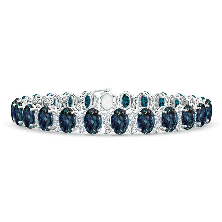 Oval Lab-Grown Alexandrite Stackable Bracelet with Swirl Diamond Links