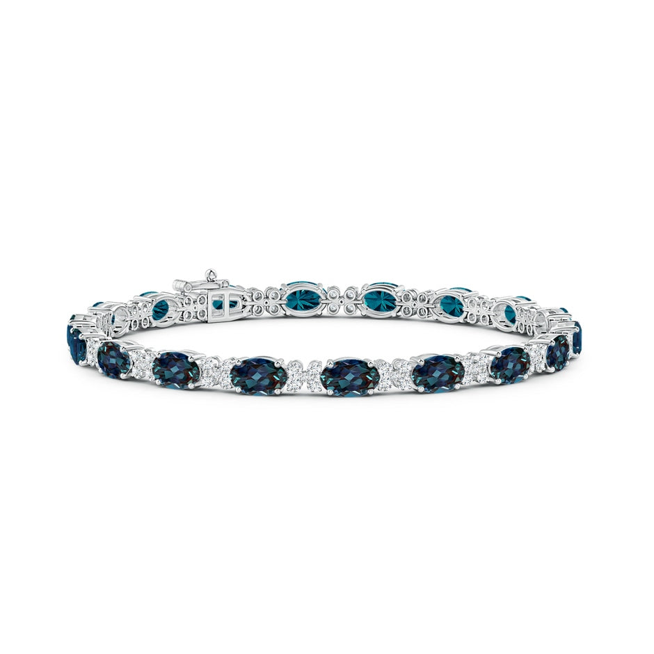 Oval Lab-Grown Alexandrite Tennis Bracelet with Diamonds
