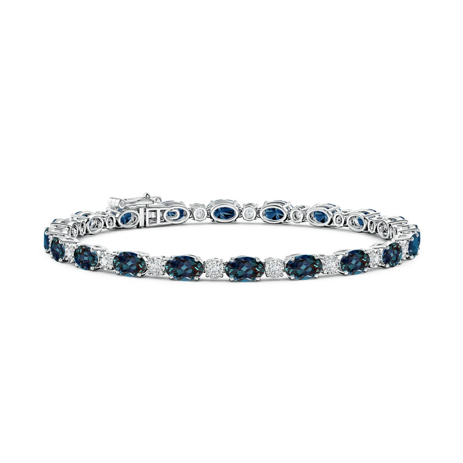 Oval Lab-Grown Alexandrite Tennis Bracelet with Gypsy Diamonds