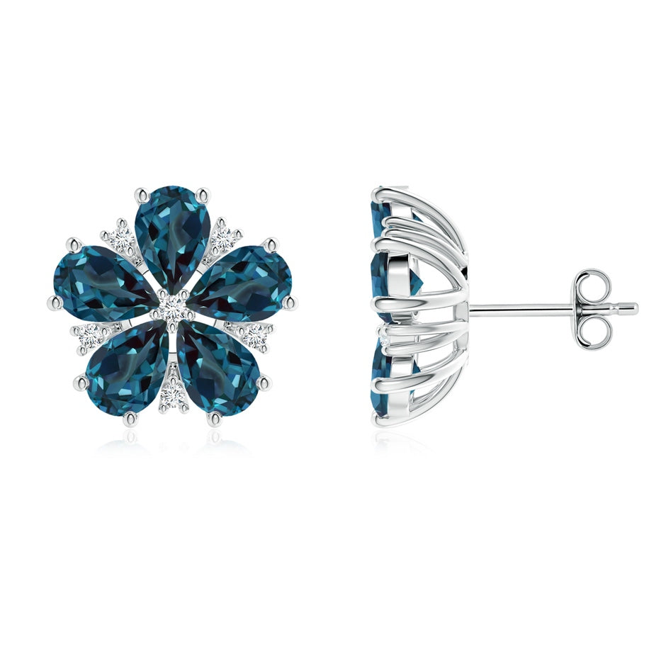 Pear-Shaped Lab-Grown Alexandrite and Diamond Stud Earrings