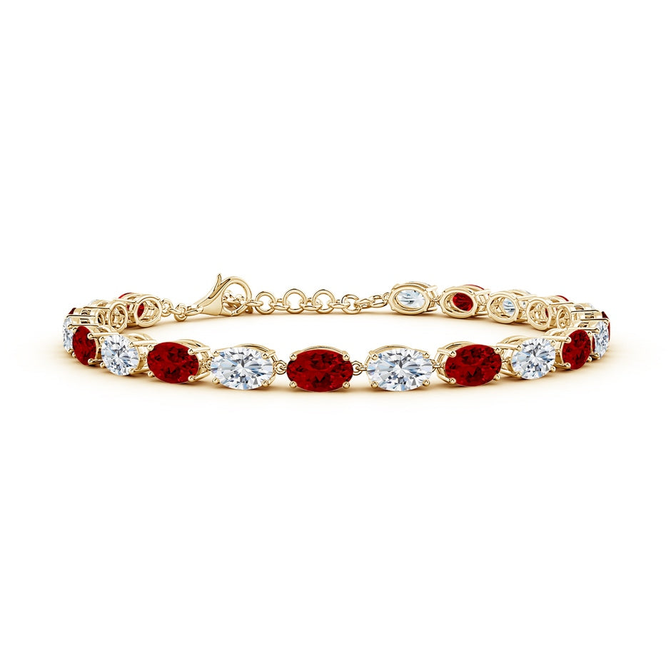 Prong-Set Oval Lab-Grown Ruby and Diamond Tennis Link Bracelet