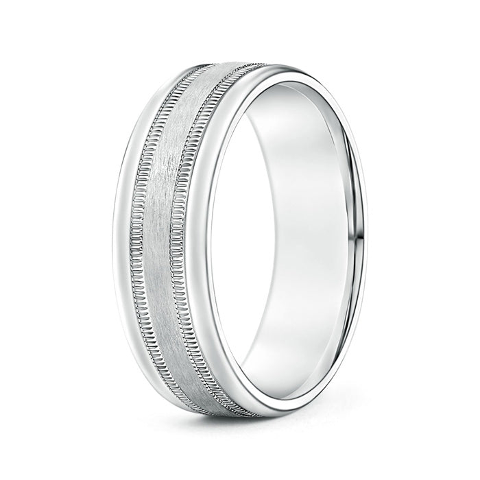 Satin Finish Comfort Fit Milgrain Wedding Band for Him