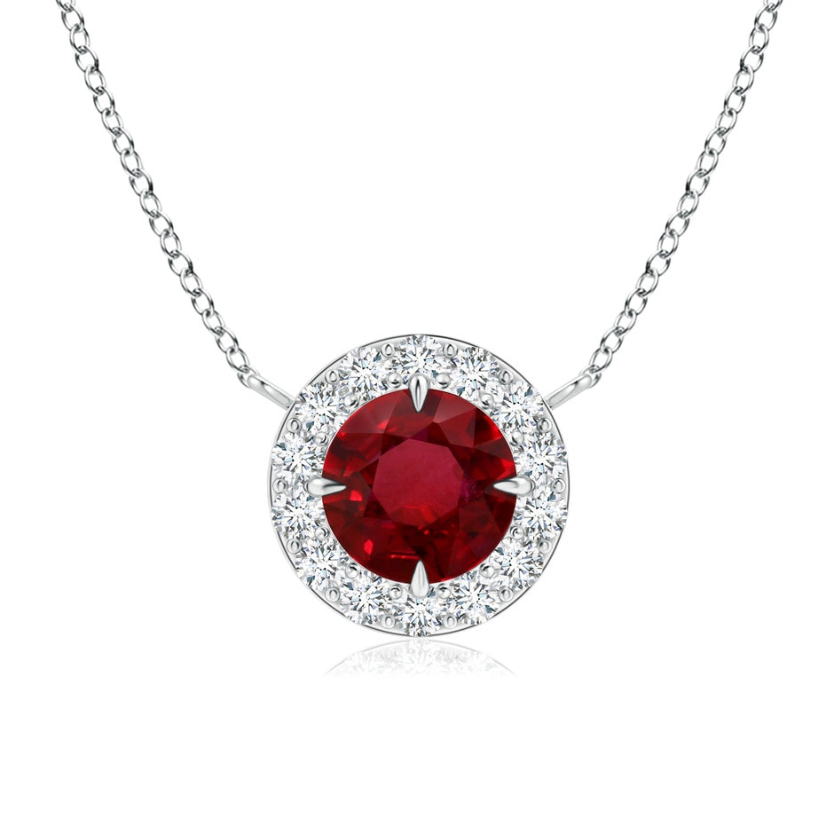 GIA Certified Claw-Set Ruby Halo Pendant
