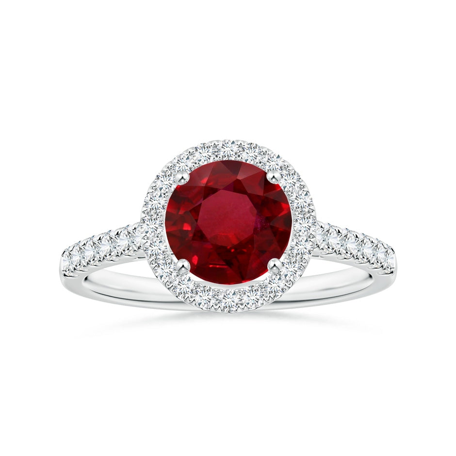 GIA Certified Round Ruby Halo Ring with Diamond Accents