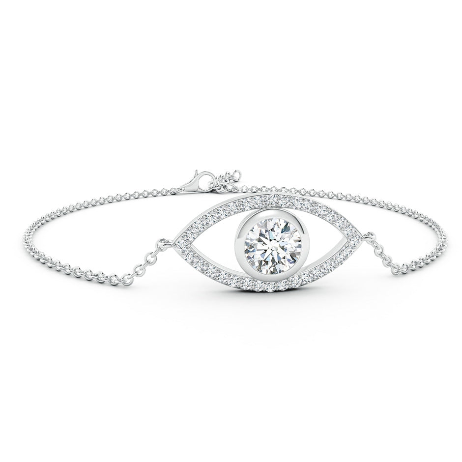 Lab-Grown Bezel-Set Diamond Evil Eye Bracelet With Accents
