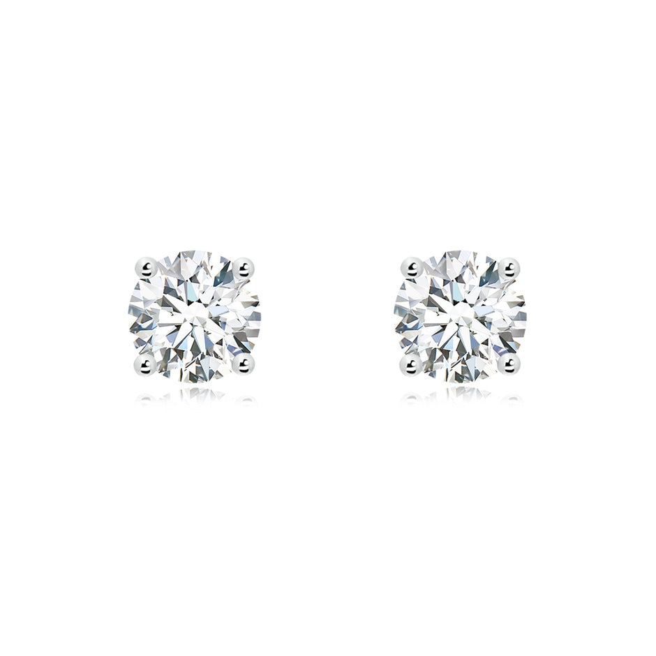 Lab-Grown Basket-Set Solitaire Diamond Stud Earrings
